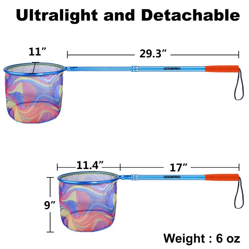 ODDSPRO Kids Fishing Net, Telescoping Bait Net, Minnow Net, Butterfly Net - 11.4" Net Depth, Handle Extends to 30" for Easy Catch and Release (blue 1pack) - Image 2